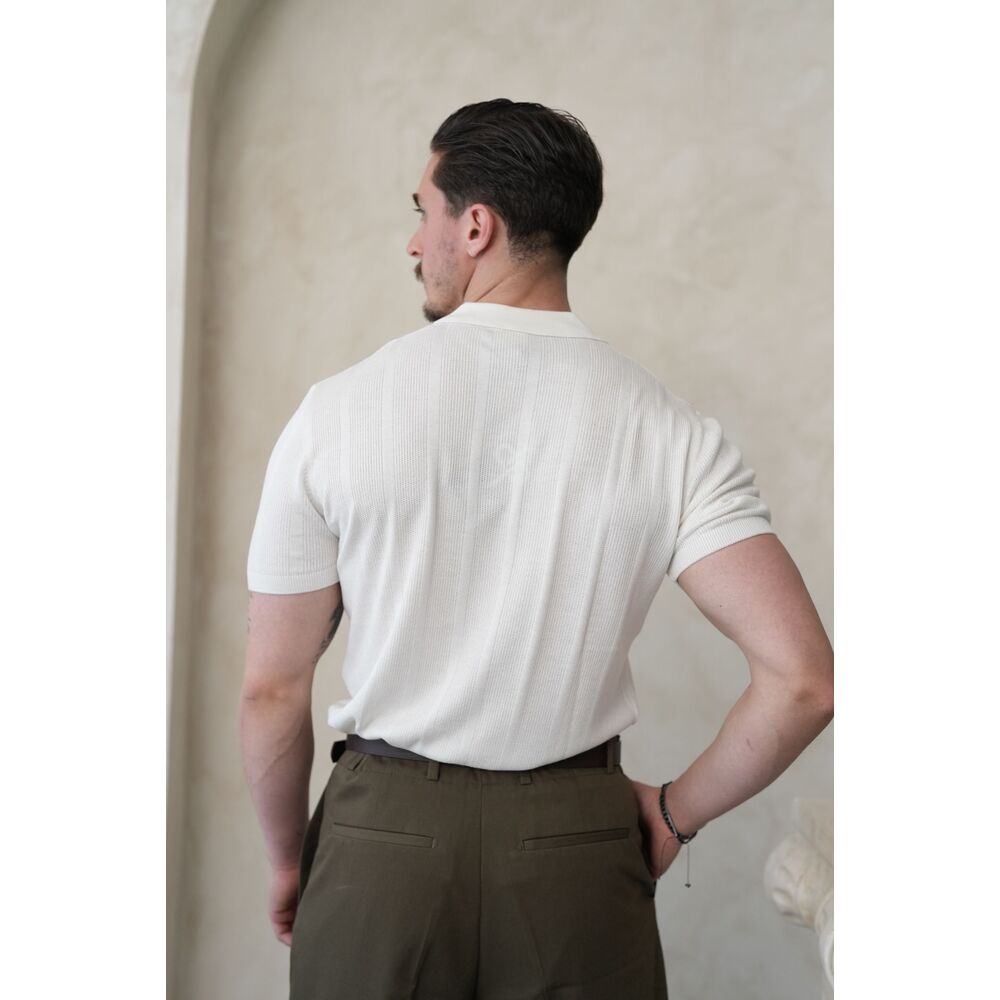 Beyaz Polo Yaka Triko