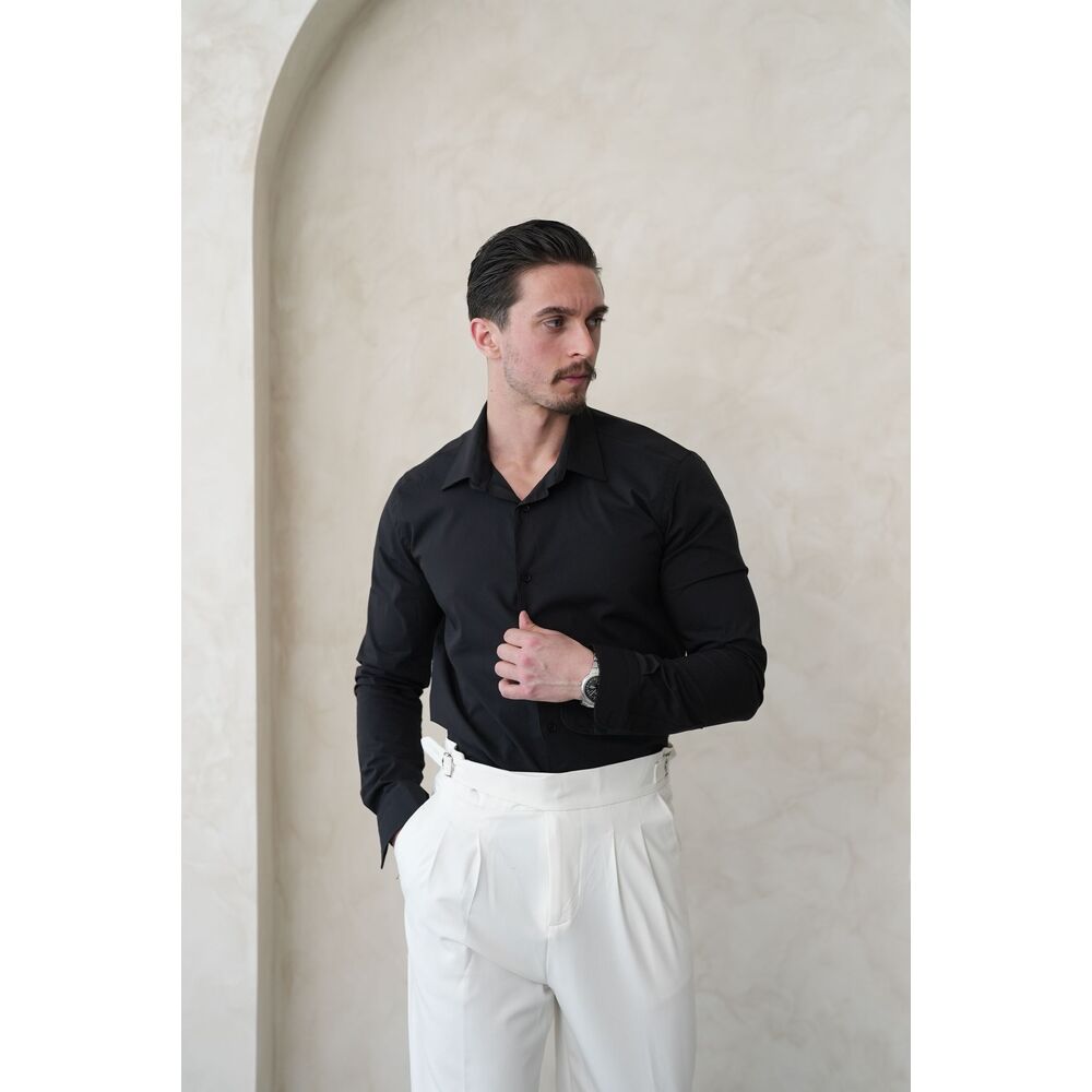 Slim Fit Siyah Erkek Gömlek – Şıklığın Zarif Yorumuyla