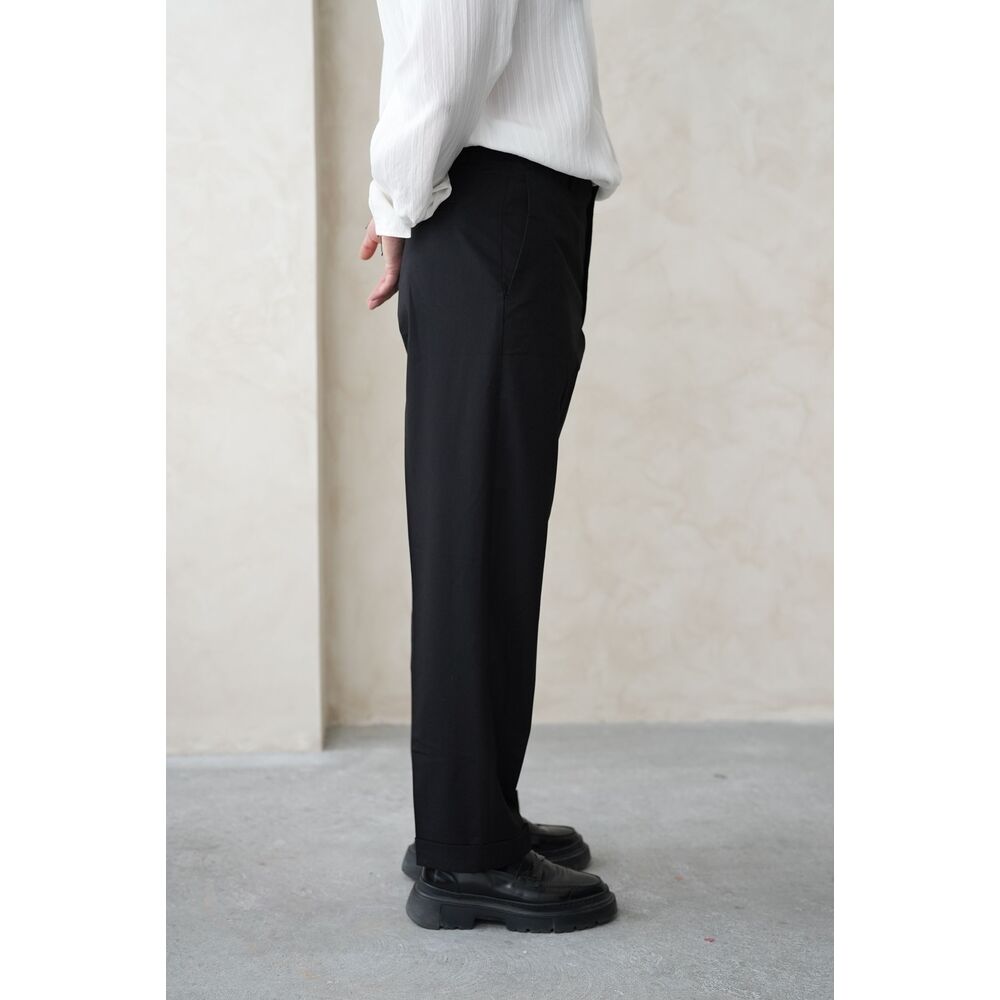 Siyah Relax Fit Düz Paça Erkek Kumaş Pantolon