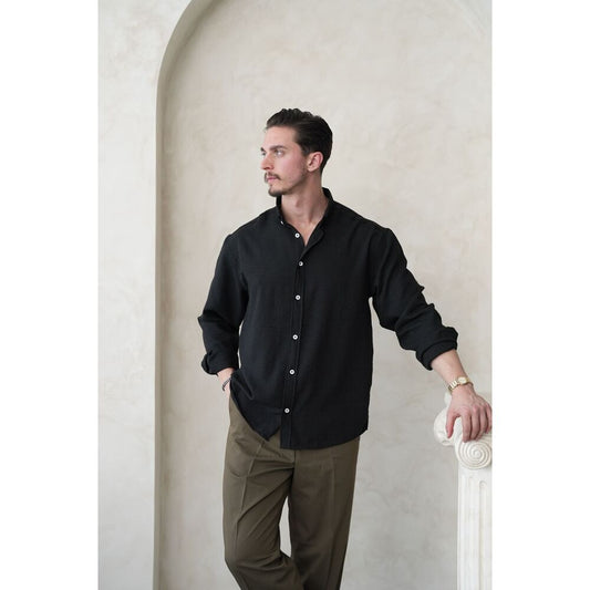 Oversize Fit Erkek Gömlek - Siyah