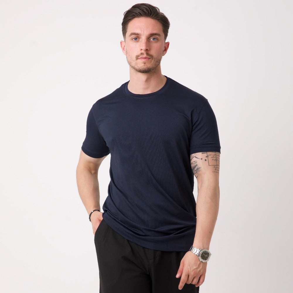 Basic Lacivert Erkek Tişört – Slim Fit