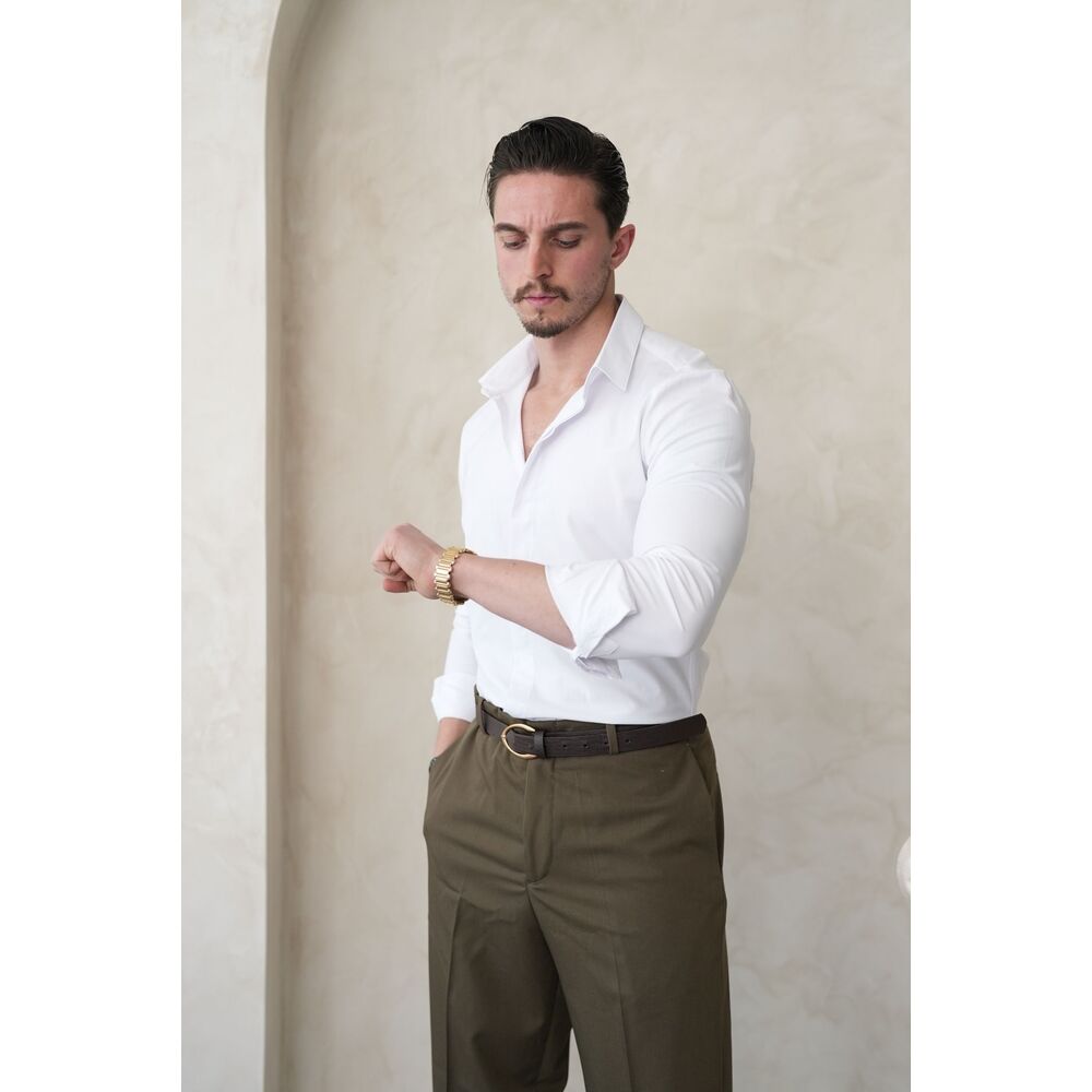 Gizli Düğmeli Slim Fit Erkek Gömlek