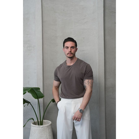 Kahverengi Modal Kumaş Basic Tişört
