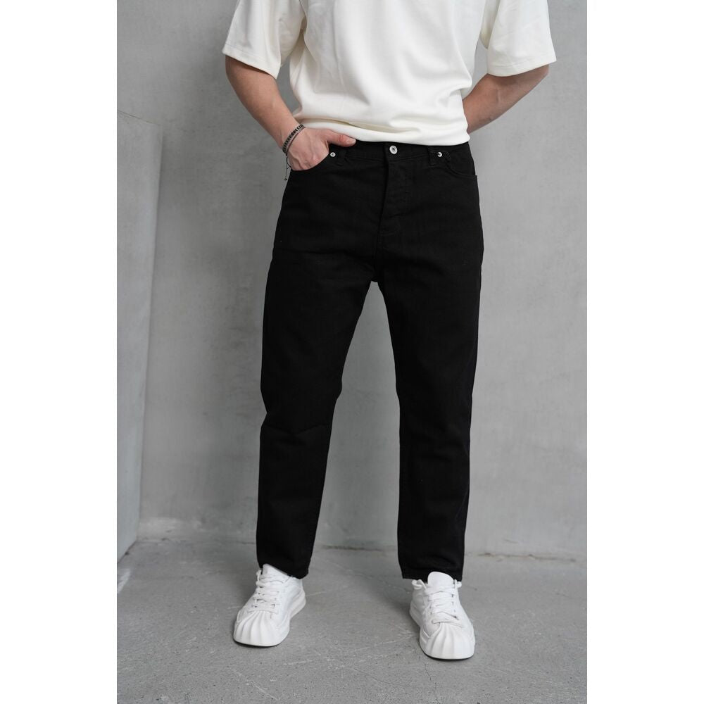 Siyah Boyfriend Kesim Erkek Denim Pantolon