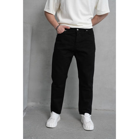 Siyah Boyfriend Kesim Erkek Denim Pantolon