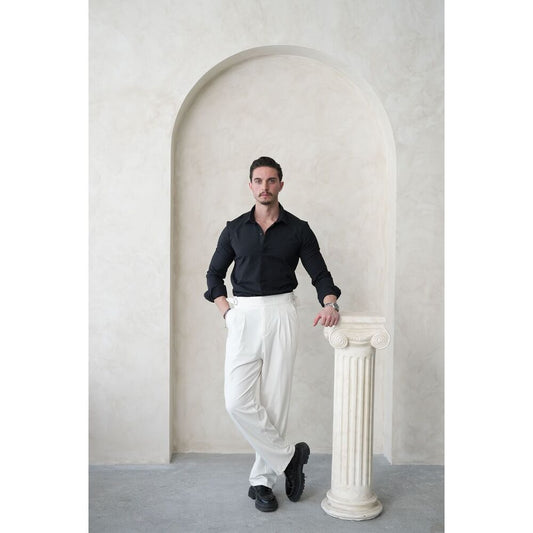 Siyah Slim Fit Gizli Düğme Gömlek