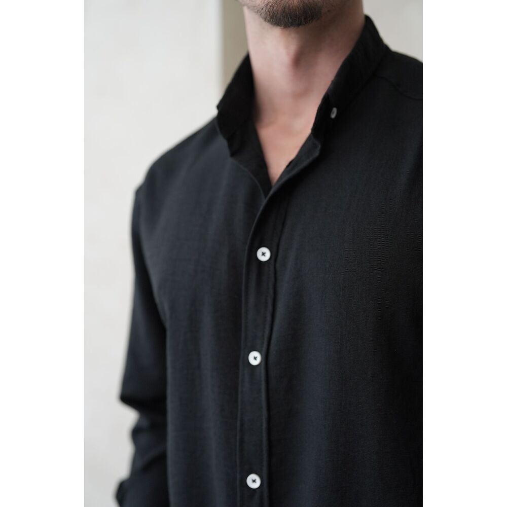 Oversize Fit Erkek Gömlek - Siyah