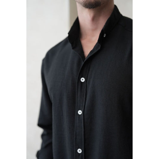 Oversize Fit Erkek Gömlek - Siyah