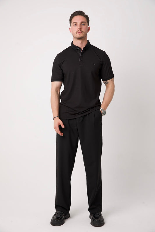 Siyah Relax Fit Erkek Kumaş Pantolon