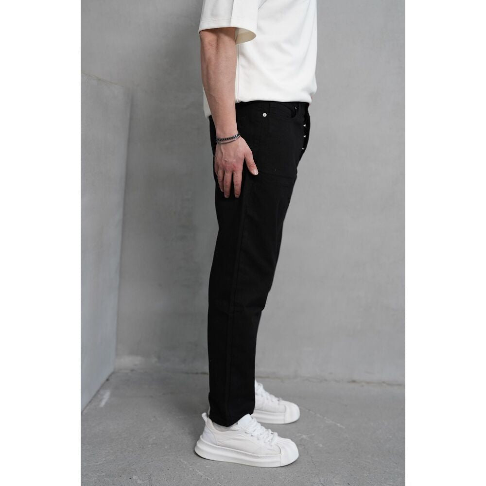 Siyah Boyfriend Kesim Erkek Denim Pantolon