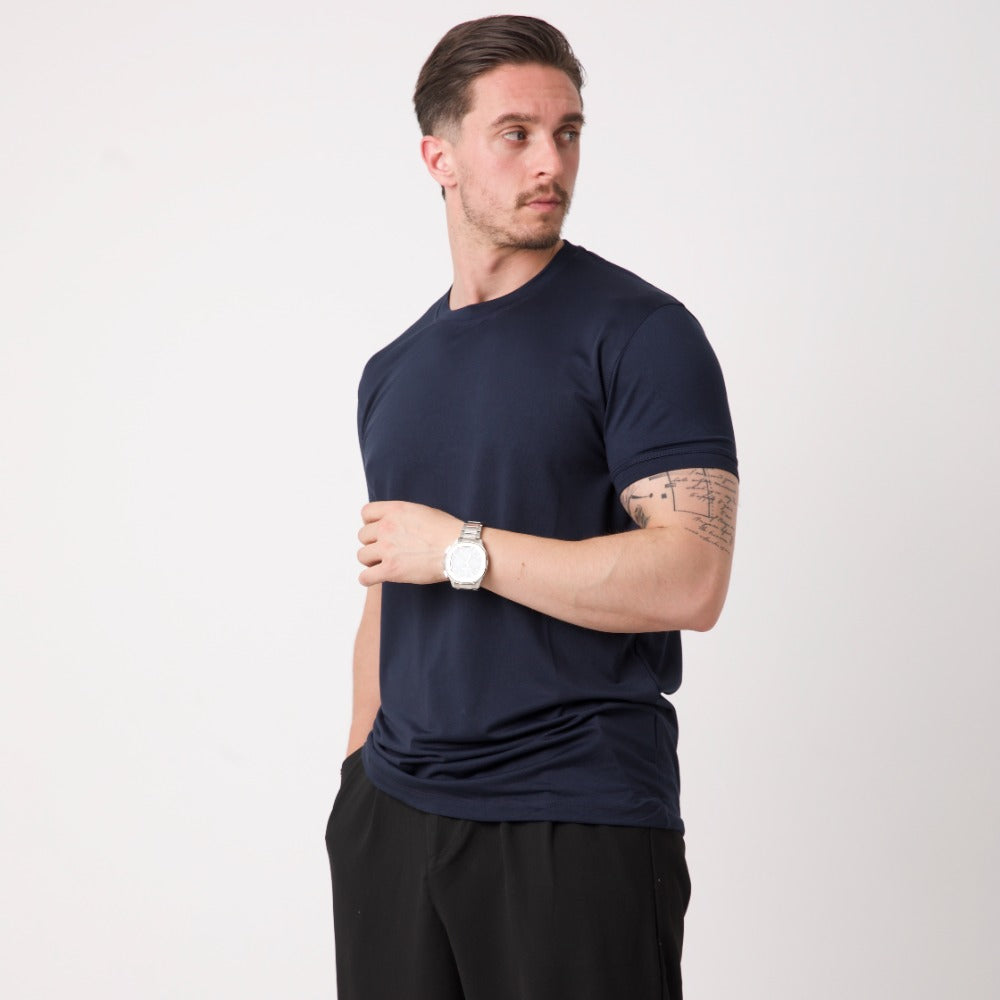 Basic Lacivert Erkek Tişört – Slim Fit
