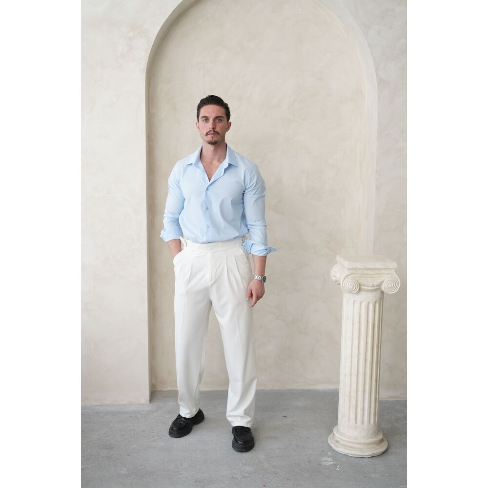 Slim Fit Buz Mavi Erkek Gömlek – Zahmetsiz Şıklığın Anahtarı