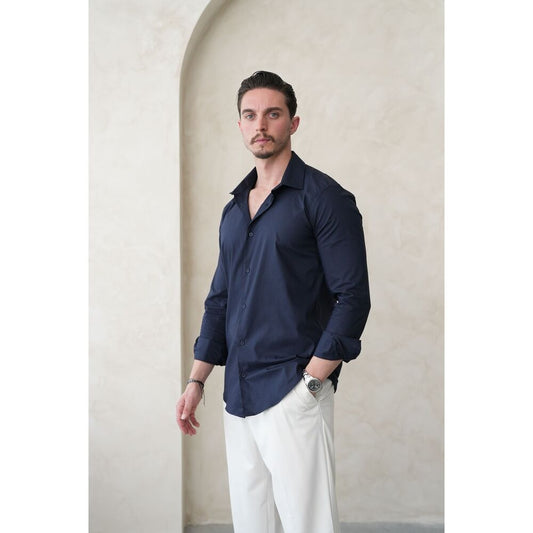 Slim Fit Lacivert Erkek Gömlek