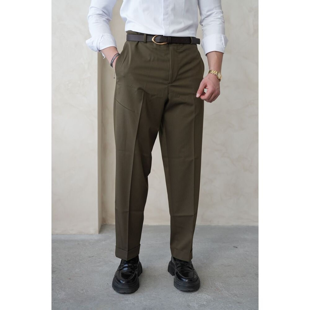 Haki Relax Fit Düz Paça Erkek Kumaş Pantolon