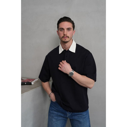 Contrast Collar Oversize Polo T-Shirt