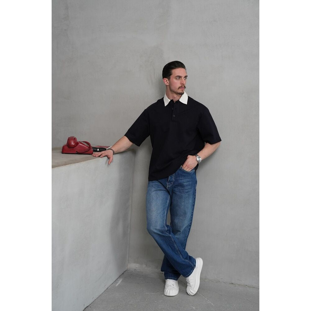 Contrast Collar Oversize Polo T-Shirt
